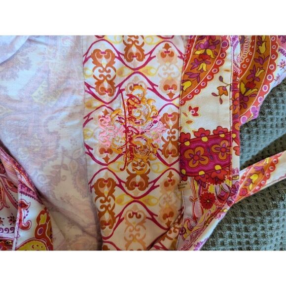 Robert Graham Women's Size 4 Orange Pink Embroidered Charlotte Mini Dress Paisle - Picture 3 of 8